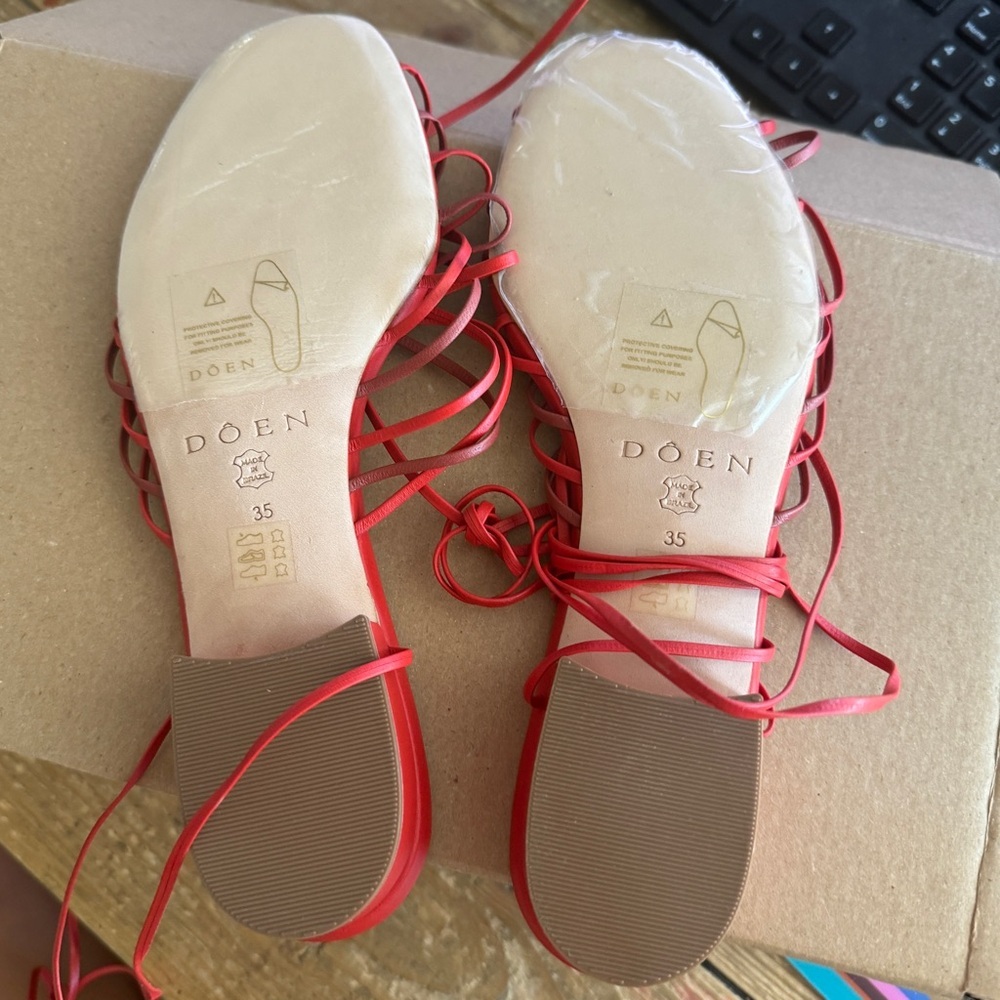 Doen Casimira sandals in red leather NEW - Picture 6 of 10